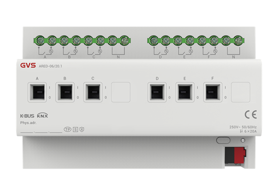 Actionneur de commutation avec détection d'énergie, KNX-Secure 6 canaux, 20 A, 4SU MDRC