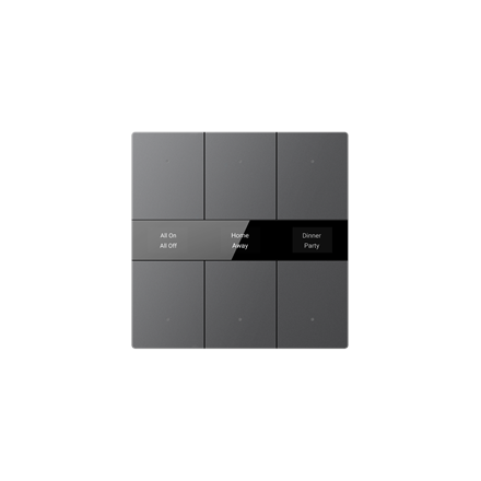 Capteur à bouton-poussoir KNX Secure série S avec écran, verre standard, 6 positions, gris