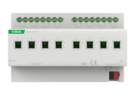 Attuatore di commutazione a 8 posizioni 16A/C-Last KNX Secure