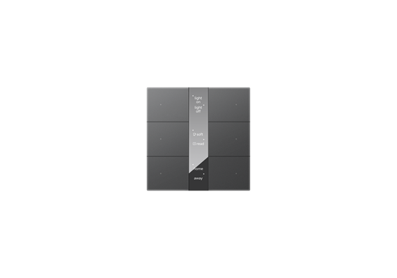 Sensore a pulsante KNX Secure serie S con display, vetro a specchio a 6 vie, grigio